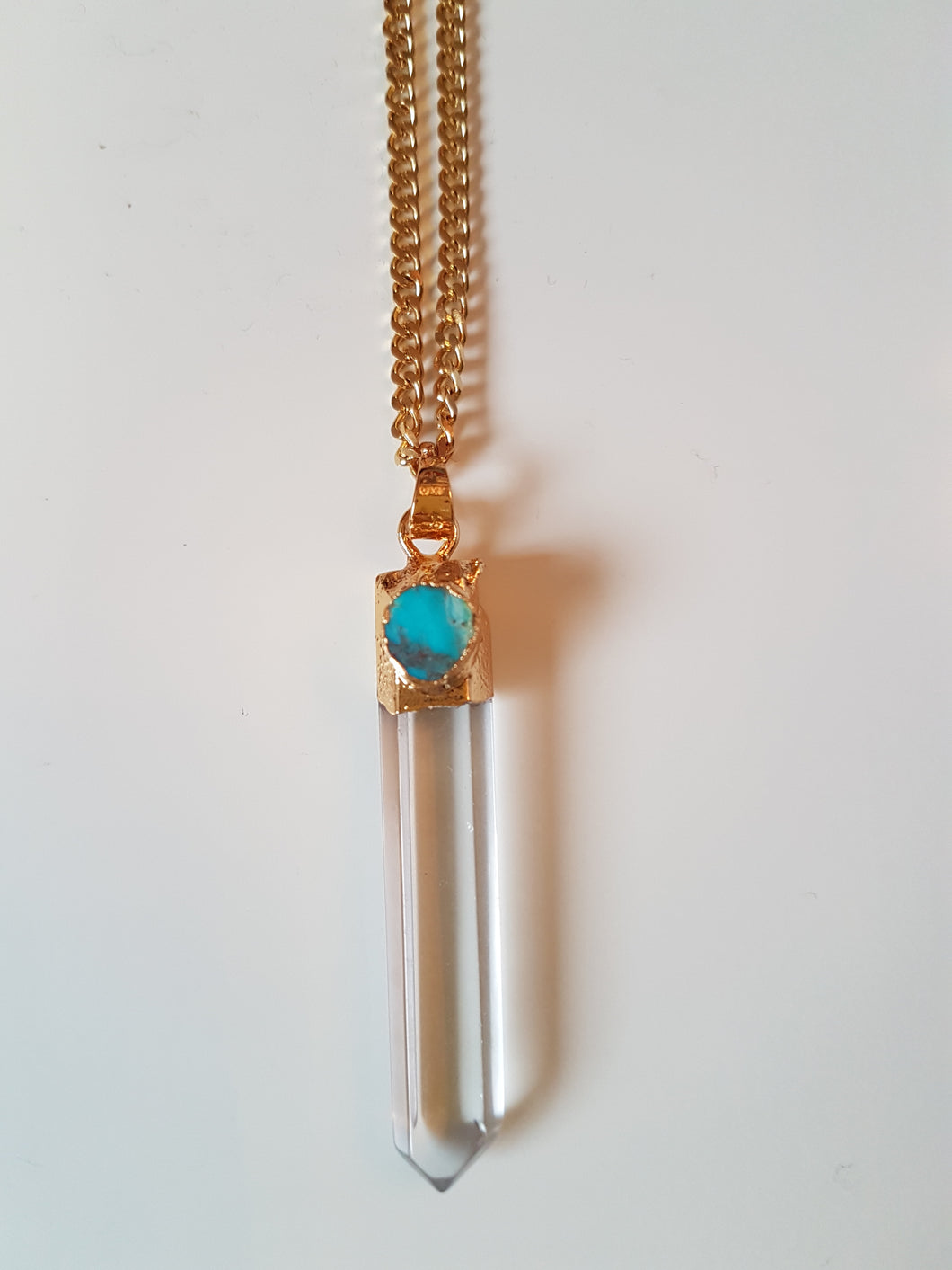 Raw crystal pencil + turquoise necklace - Uli Uli Jewelry