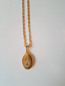 Backside mary oval pendant necklace