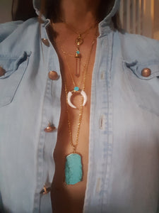 Raw crystal pencil + turquoise necklace - Uli Uli Jewelry