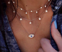 Golden crystal greek eye + star drop necklace | Pre order - Uli Uli Jewelry
