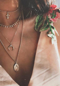 Layered chain necklace mary cross - Uli Uli Jewelry