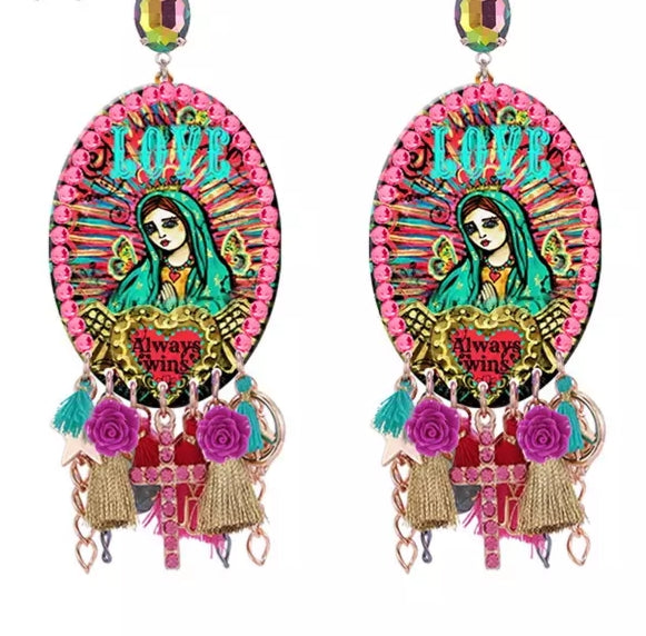 All over Mary earrings