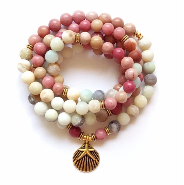 Mala beads necklace - Rhodonite