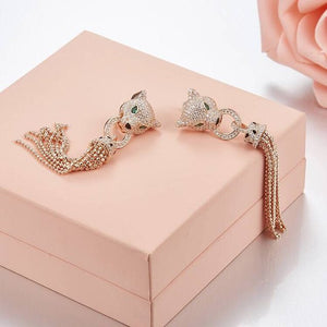 Panther crystal white earrings - Uli Uli Jewelry