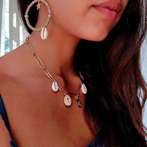 Confetti cowrie hoops