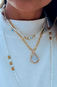 Pearl hamsa necklace