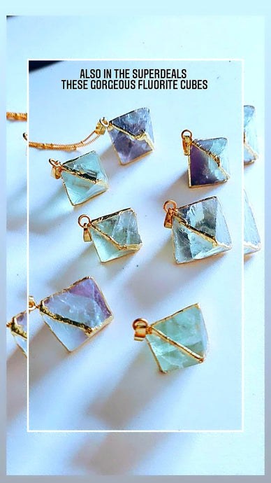 Laikini Uli fluorite cube necklace